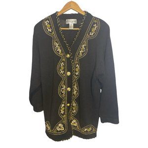 Victoria Woman Black & Gold Long Christmas Sweater